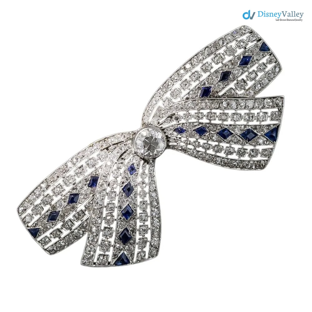 Art Deco Diamond and Sapphire Bow Pendant/Brooch