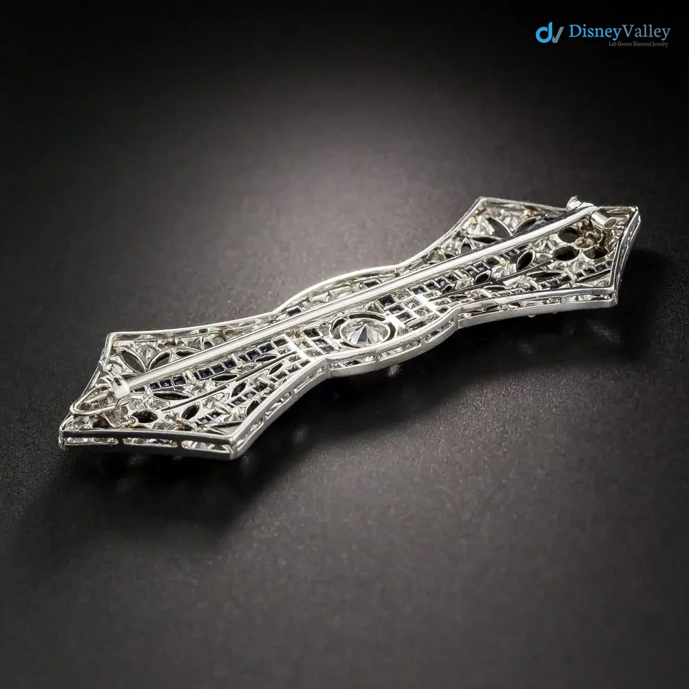 French Art Deco Diamond and Sapphire Bow Brooch
