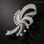Art Deco Edwardian ribbons shimmering with diamond 925 sterling silver brooch