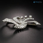 Art Deco Edwardian ribbons shimmering with diamond 925 sterling silver brooch
