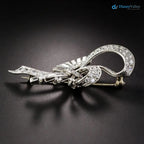 Art Deco Edwardian ribbons shimmering with diamond 925 sterling silver brooch