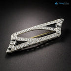 Art Deco black enamel with moissanite diamond Onyx silver brooch
