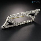 Art Deco black enamel with moissanite diamond Onyx silver brooch