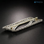 Art Deco black enamel with moissanite diamond Onyx silver brooch