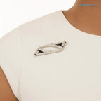 Art Deco black enamel with moissanite diamond Onyx silver brooch