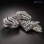 Edwardian Diamond and black enamel Bow Knot Brooch
