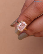 3 ct Radiant Cut Pink Lab Grown Diamond Engagement Ring Tulip Design Promise Ring - DisneyValley 