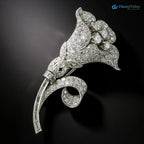 Art Deco Edwardian lily flower diamond with 925 sterling silver brooch