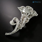 Art Deco Edwardian lily flower diamond with 925 sterling silver brooch