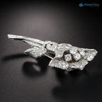 Art Deco Edwardian lily flower diamond with 925 sterling silver brooch