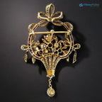 Art Deco Antique 4.6 ctw Flower Basket 925 sterling silver Pendant/Brooch