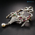Art Deco Antique 4.6 ctw Flower Basket 925 sterling silver Pendant/Brooch
