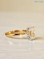 3 CT Radiant Cut Lab Grown Diamond Hidden Halo Solitaire Engagement Ring - DisneyValley 