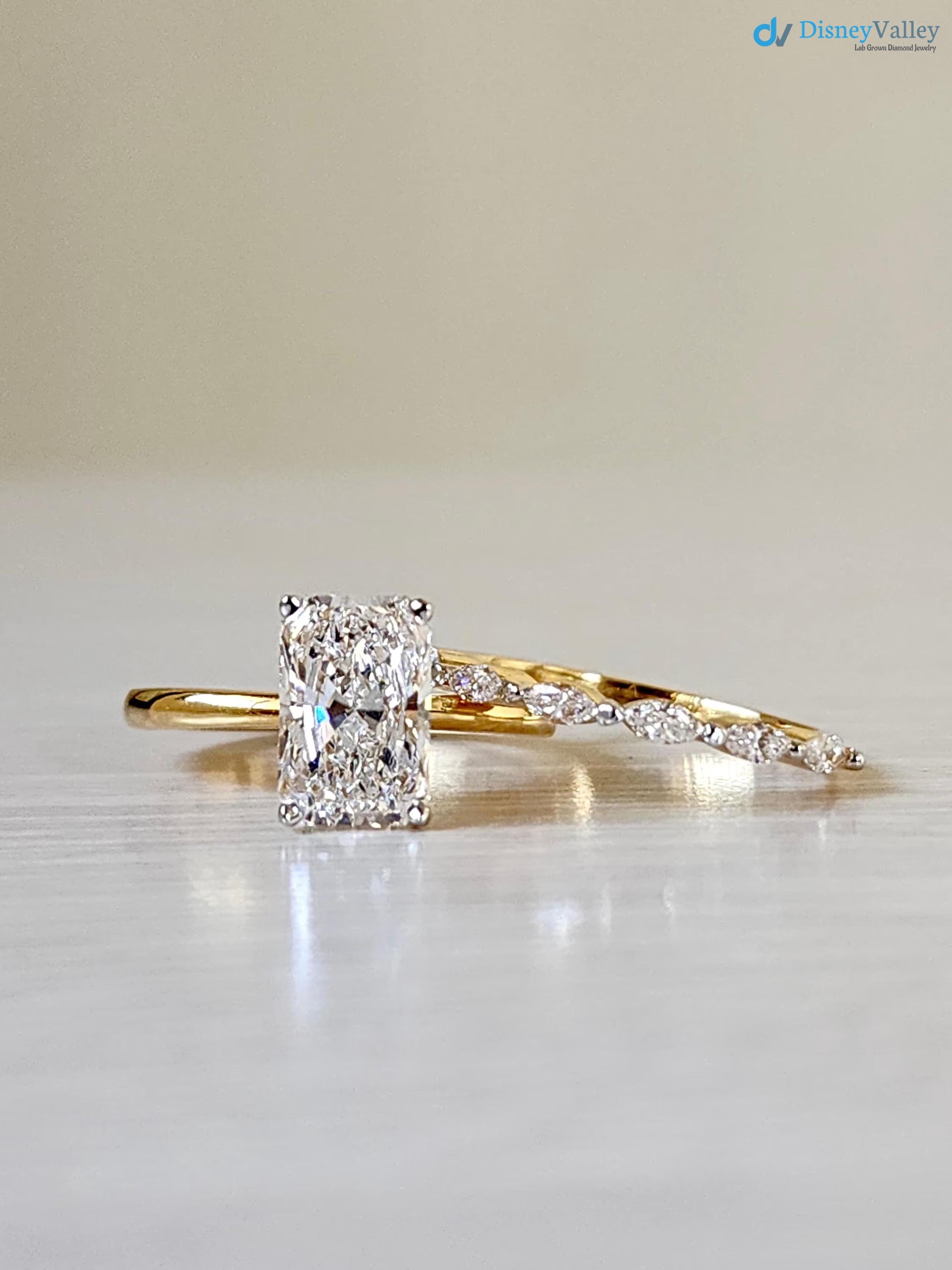 3 CT Radiant Cut Lab Grown Diamond Hidden Halo Solitaire Engagement Ring - DisneyValley 