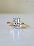 3 CT Radiant Cut Lab Grown Diamond Hidden Halo Solitaire Engagement Ring - DisneyValley 