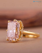 3 ct Radiant Cut Pink Lab Grown Diamond Engagement Ring Tulip Design Promise Ring - DisneyValley 
