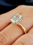 3 CT Radiant Cut Lab Grown Diamond Hidden Halo Solitaire Engagement Ring - DisneyValley 