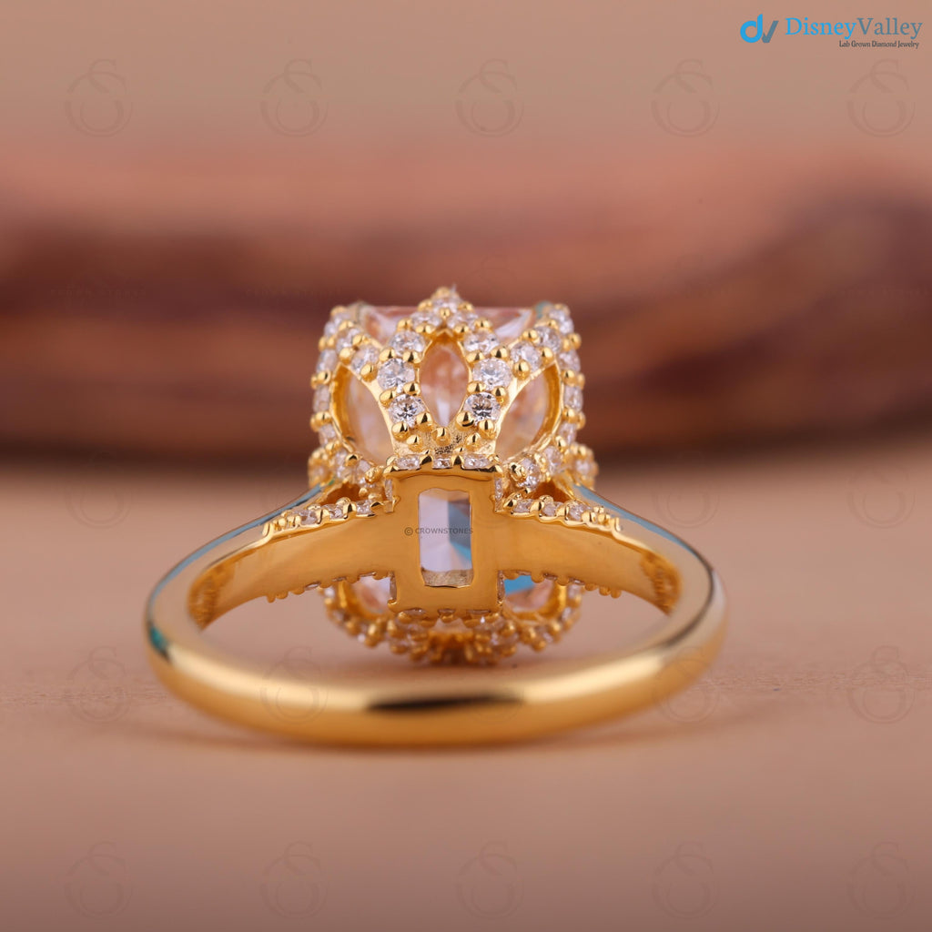 3 ct Radiant Cut Pink Lab Grown Diamond Engagement Ring Tulip Design Promise Ring - DisneyValley 