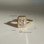 3.00 Ct IGI CERTIFIED Elongated Radiant Cut Lab Grown Diamond Bezel Set Solitaire Engagement Ring - DisneyValley 