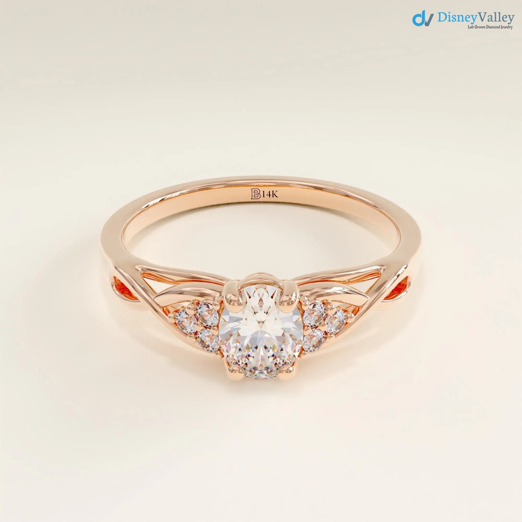Women's Gold Oval Minimalist Solitaire Ring Simple Proposal Engagement Ring - DisneyValley  Main image