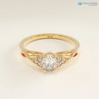 Women's Gold Oval Minimalist Solitaire Ring Simple Proposal Engagement Ring - DisneyValley 