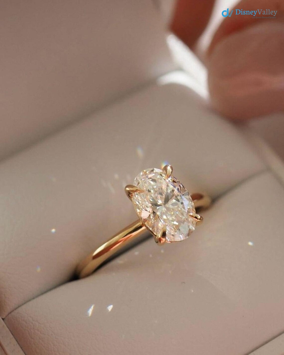 Oval Lab Grown Diamond Engagement Ring Solitaire Wedding Ring 1st Anniversary Ring - DisneyValley 