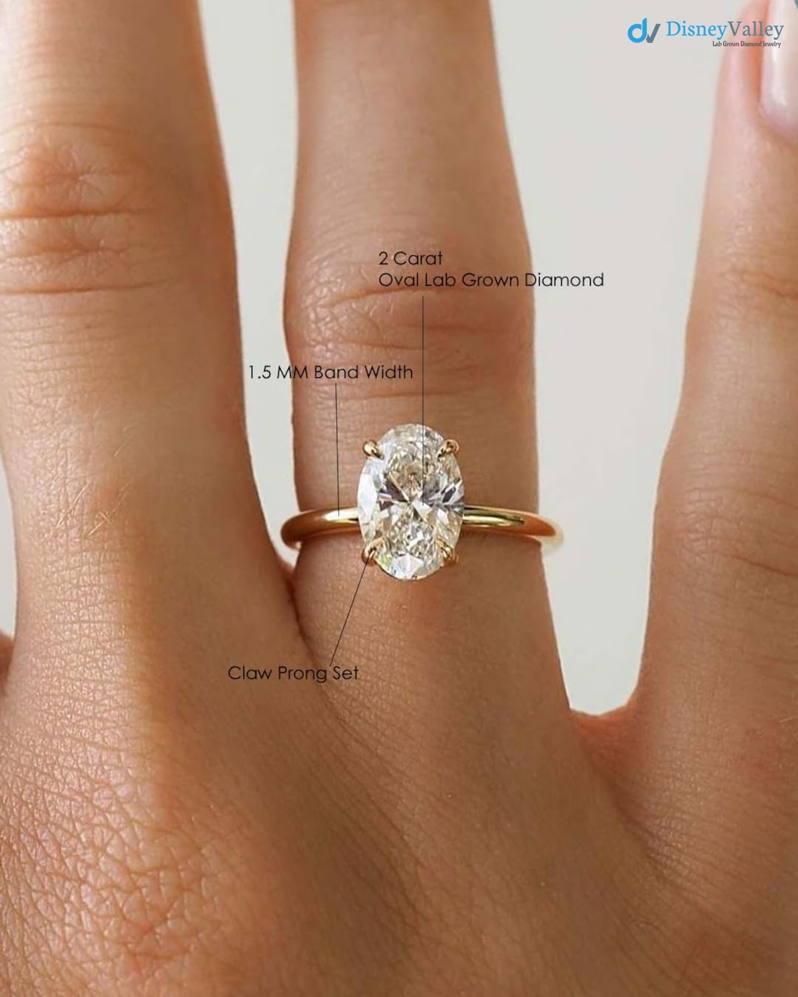 Oval Lab Grown Diamond Engagement Ring Solitaire Wedding Ring 1st Anniversary Ring - DisneyValley 
