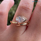 Bypass Lab Diamond Ring Half Bezel Set Ring East West Pear Diamond Ring - DisneyValley 