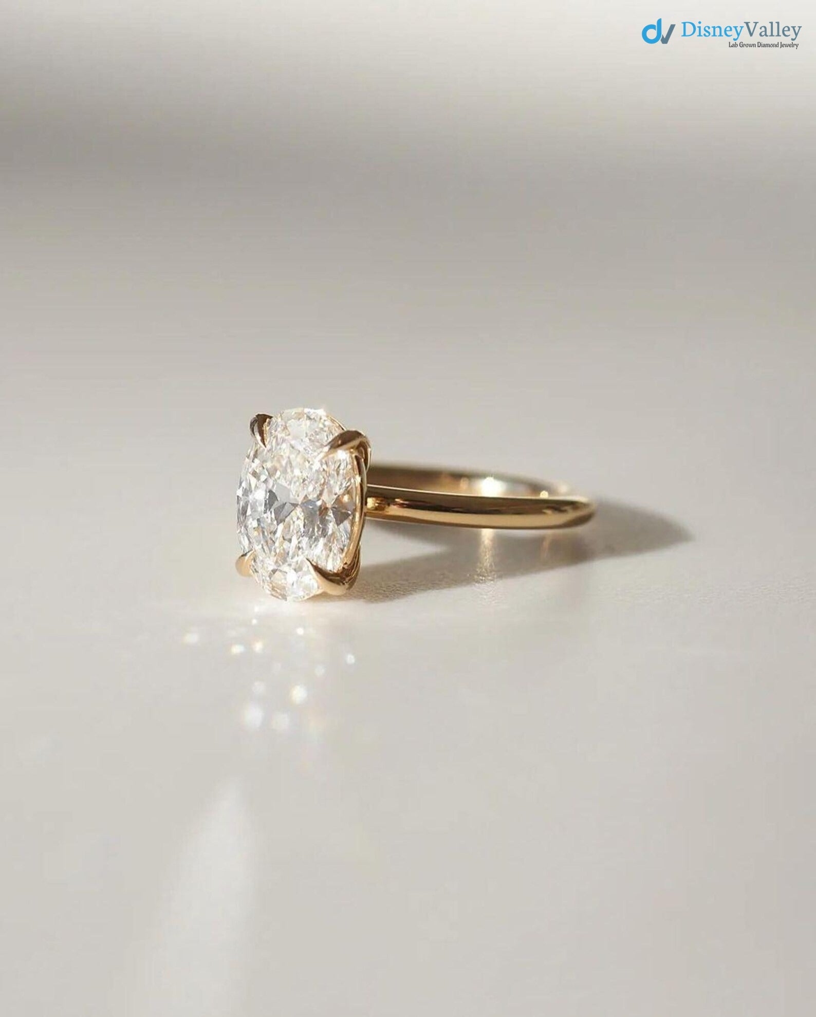 Oval Lab Grown Diamond Engagement Ring Solitaire Wedding Ring 1st Anniversary Ring - DisneyValley 