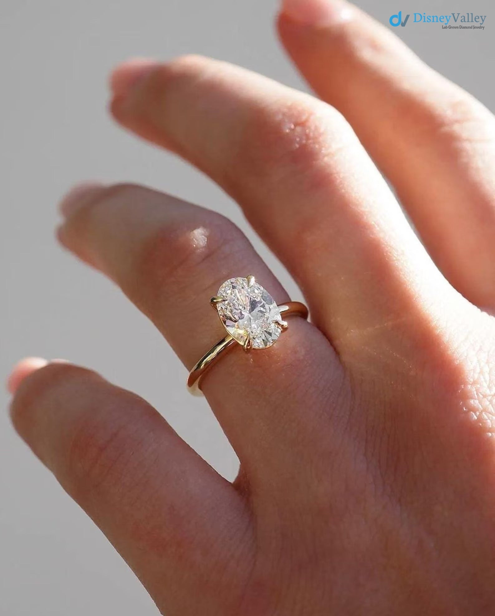 Oval Lab Grown Diamond Engagement Ring Solitaire Wedding Ring 1st Anniversary Ring - DisneyValley 
