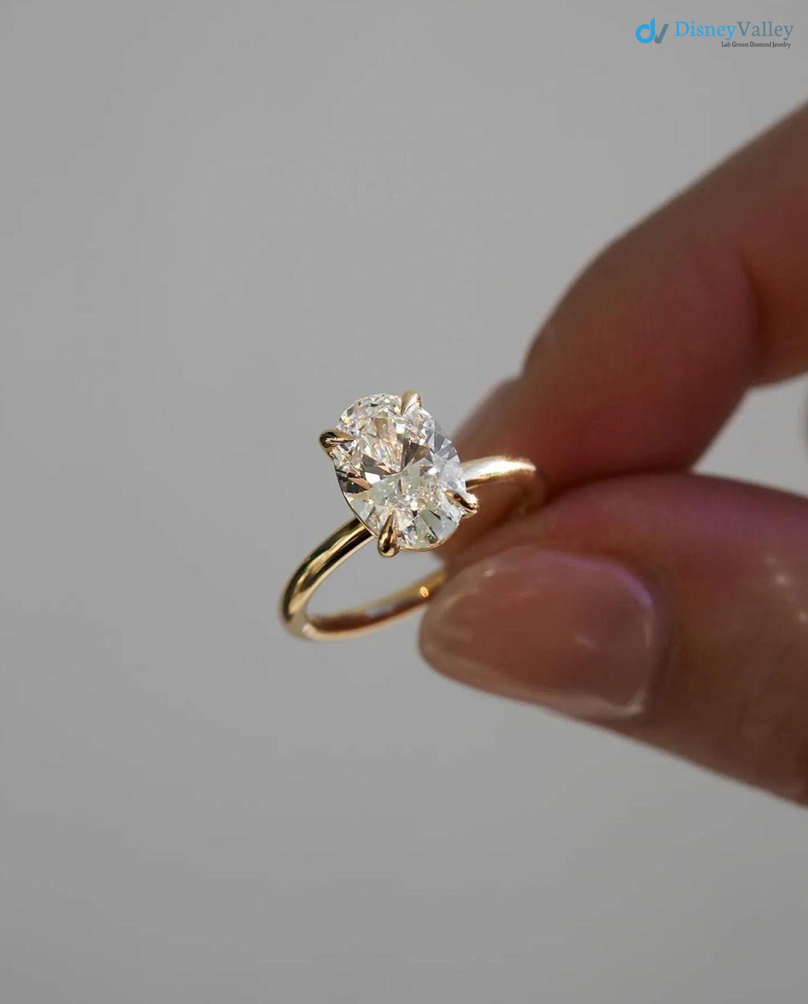Oval Lab Grown Diamond Engagement Ring Solitaire Wedding Ring 1st Anniversary Ring - DisneyValley 