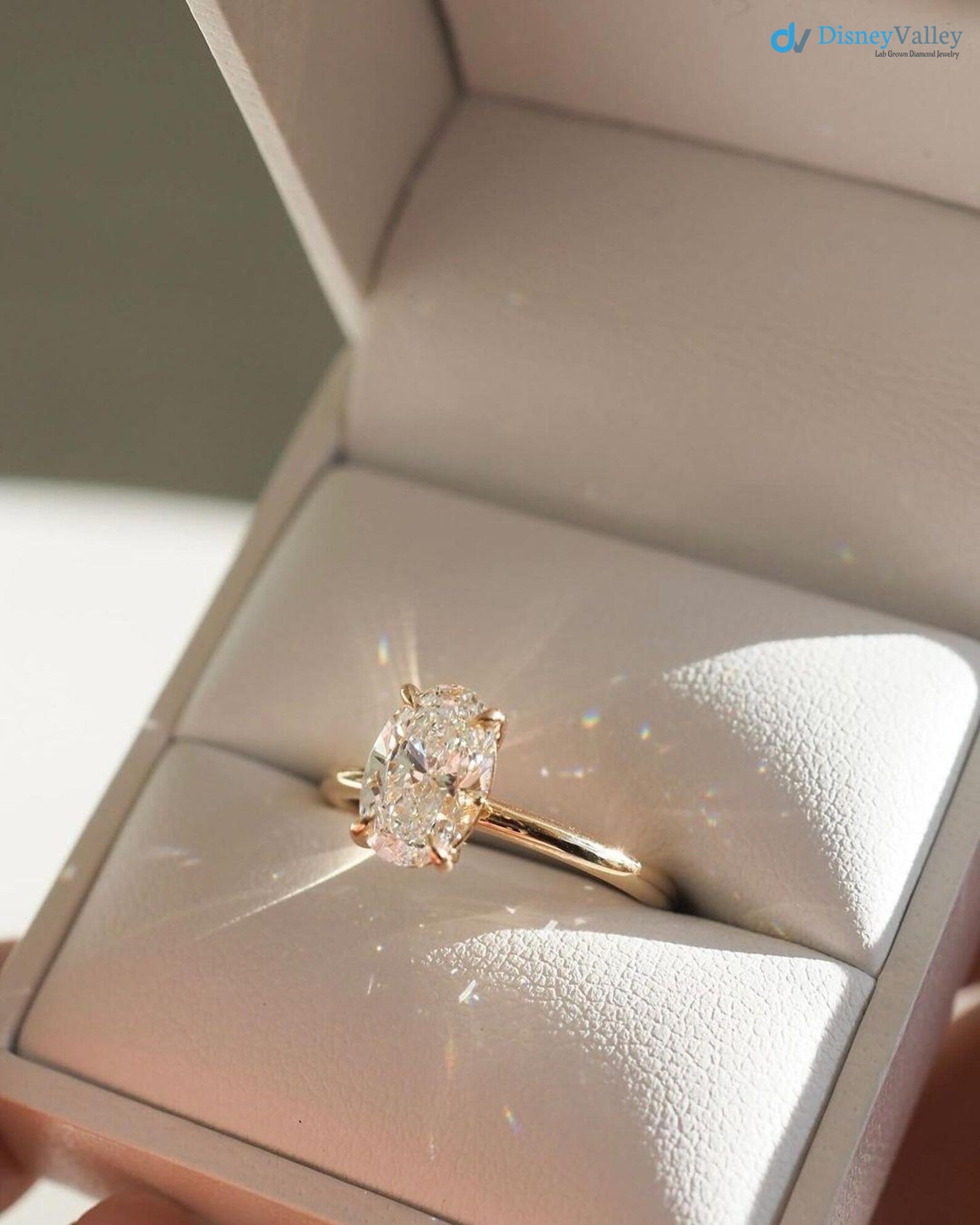 Oval Lab Grown Diamond Engagement Ring Solitaire Wedding Ring 1st Anniversary Ring - DisneyValley 