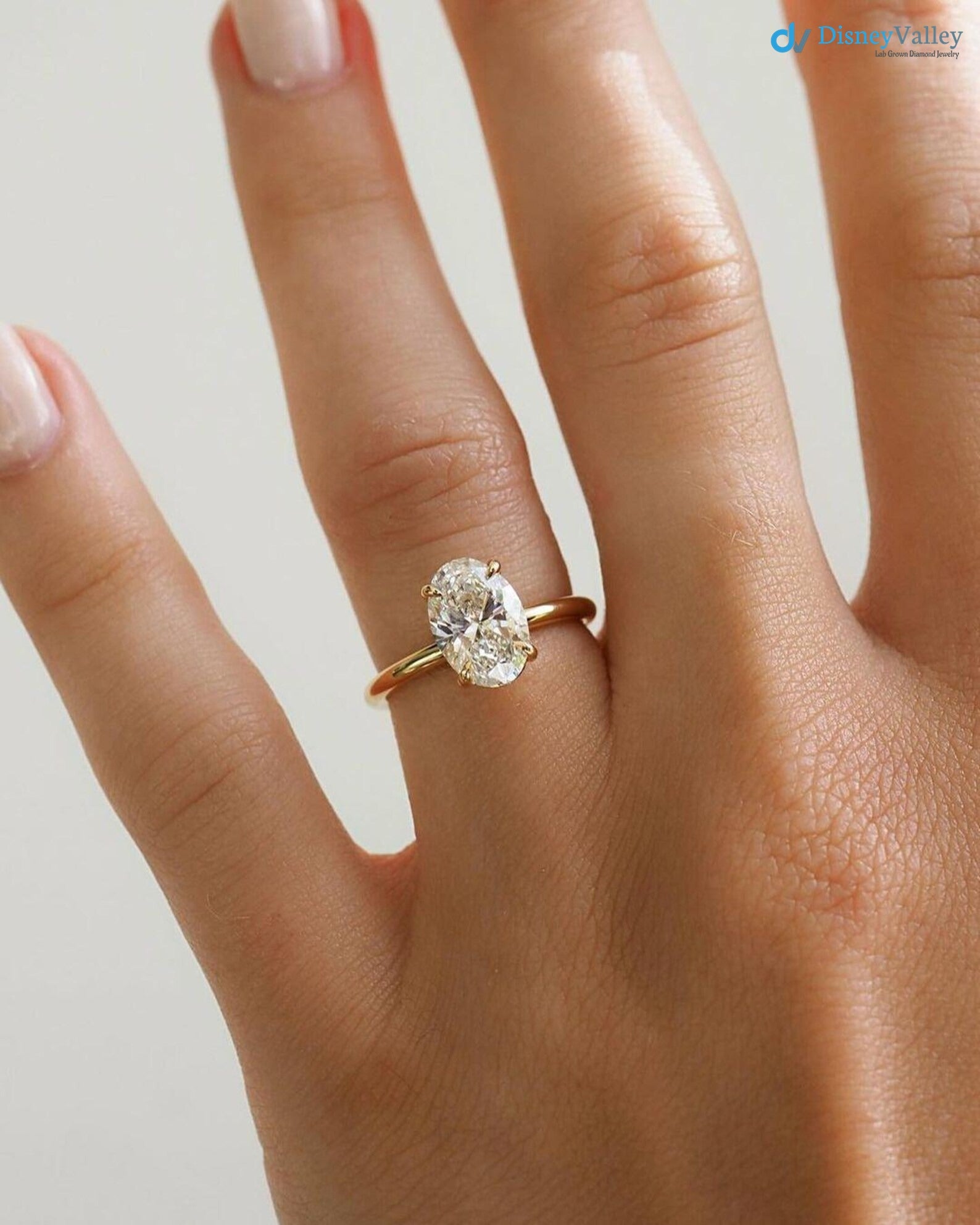 Oval Lab Grown Diamond Engagement Ring Solitaire Wedding Ring 1st Anniversary Ring - DisneyValley 