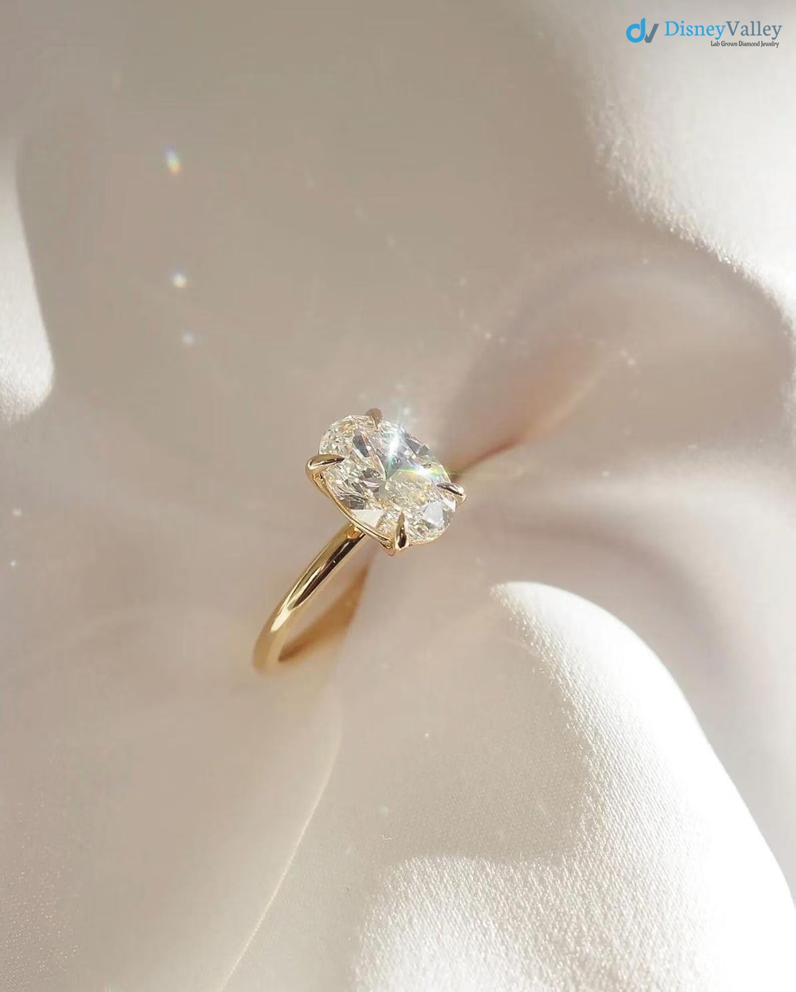 Oval Lab Grown Diamond Engagement Ring Solitaire Wedding Ring 1st Anniversary Ring - DisneyValley 
