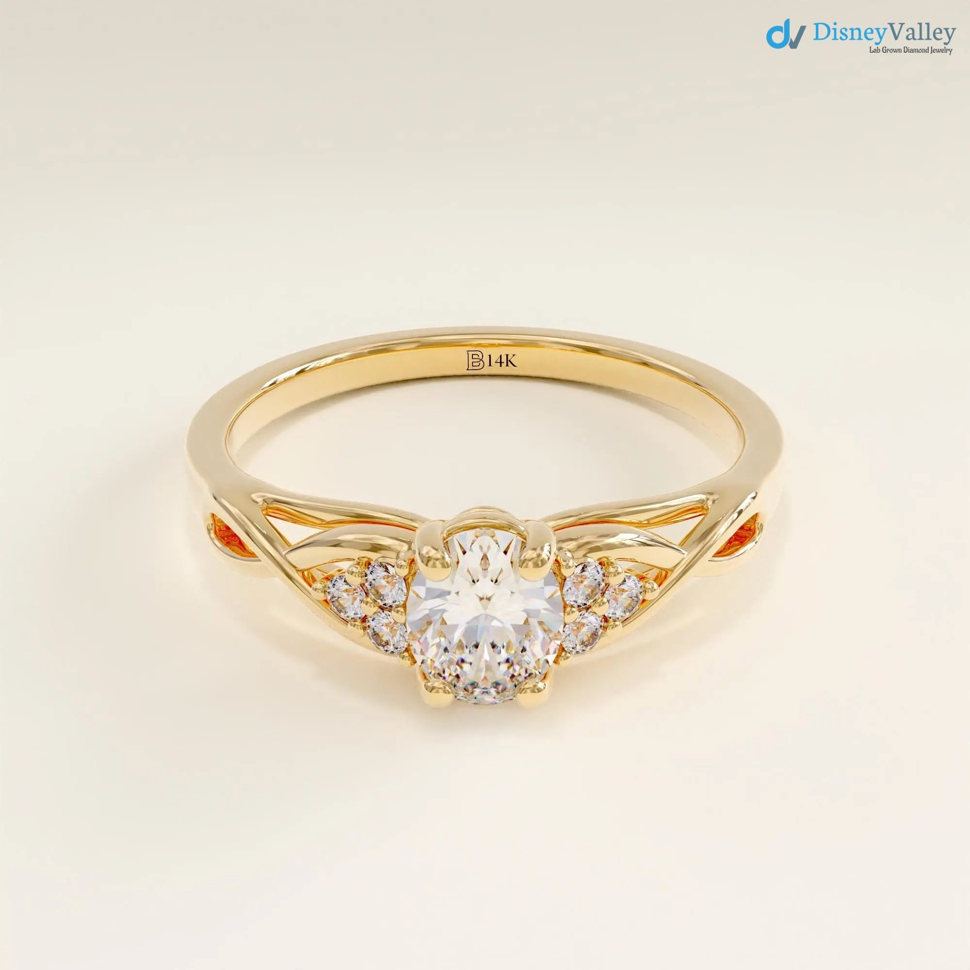 Women's Gold Oval Minimalist Solitaire Ring Simple Proposal Engagement Ring - DisneyValley 