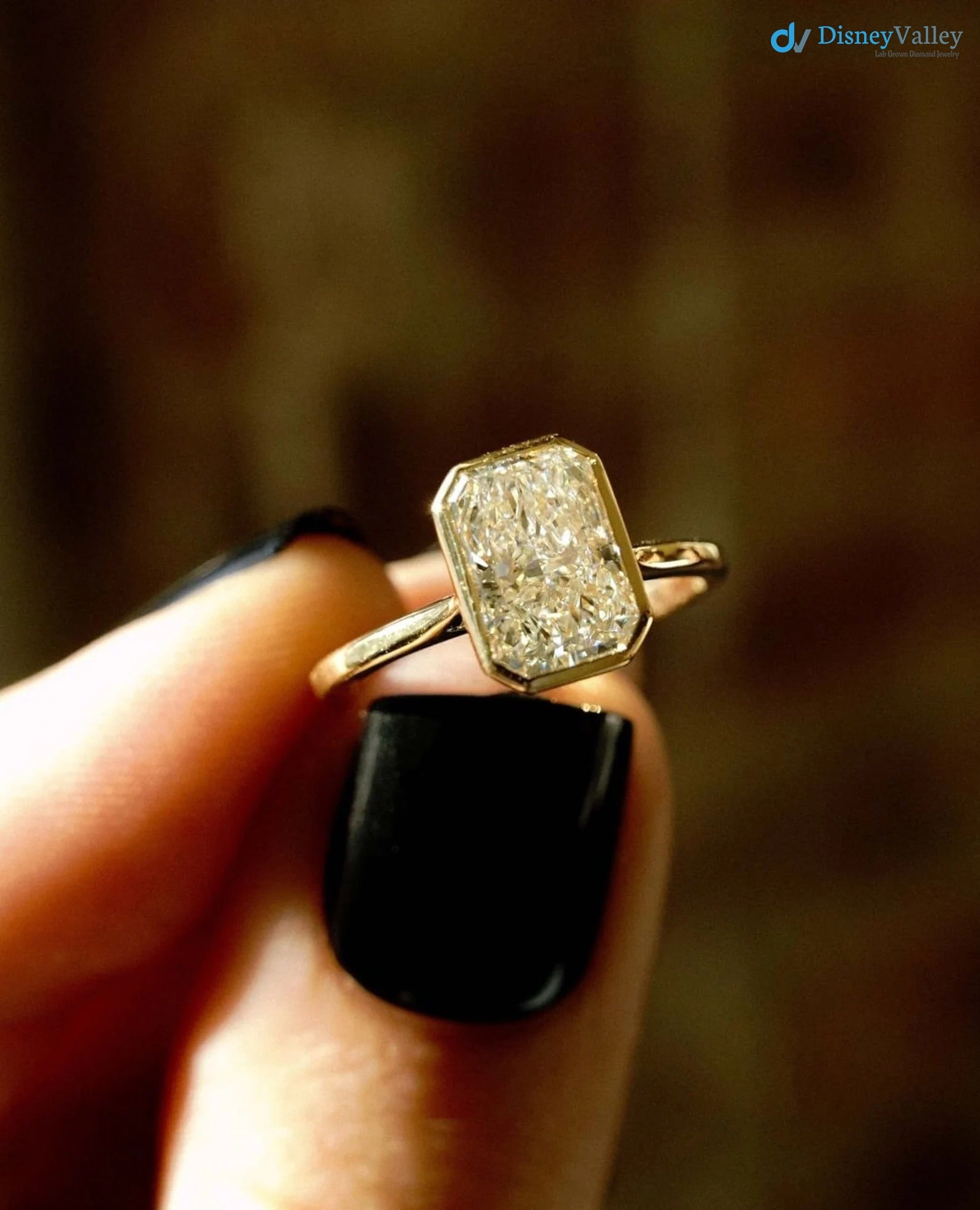 Radiant Cut Lab Grown Diamond Solitaire Engagement Ring - DisneyValley 
