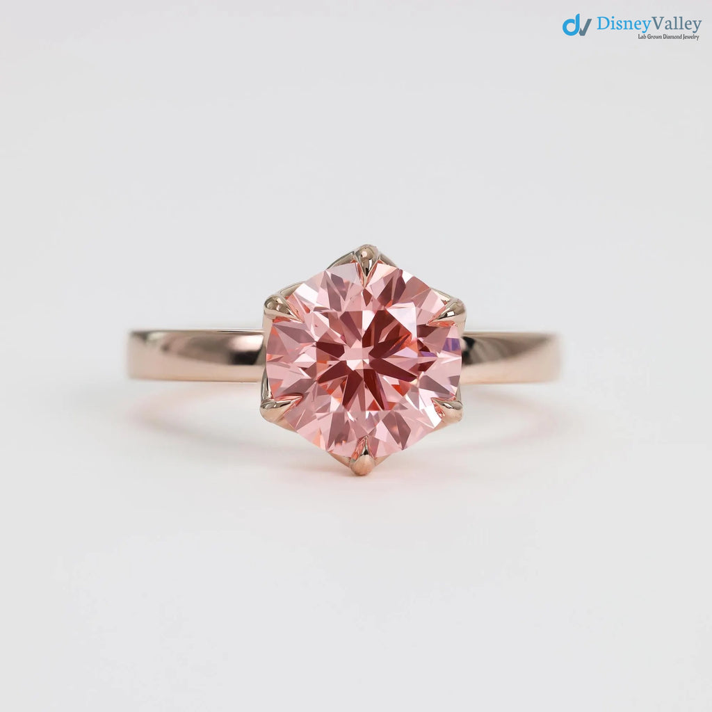 Lotus Petal Pink Diamond Padma by Sevgi Jewelry Claw Prong Setting - DisneyValley 