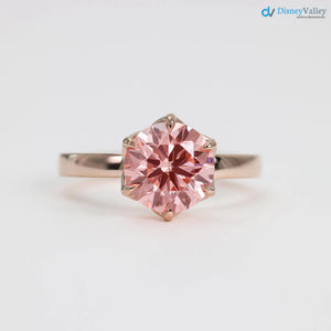 Lotus Petal Pink Diamond Padma by Sevgi Jewelry Claw Prong Setting - DisneyValley 