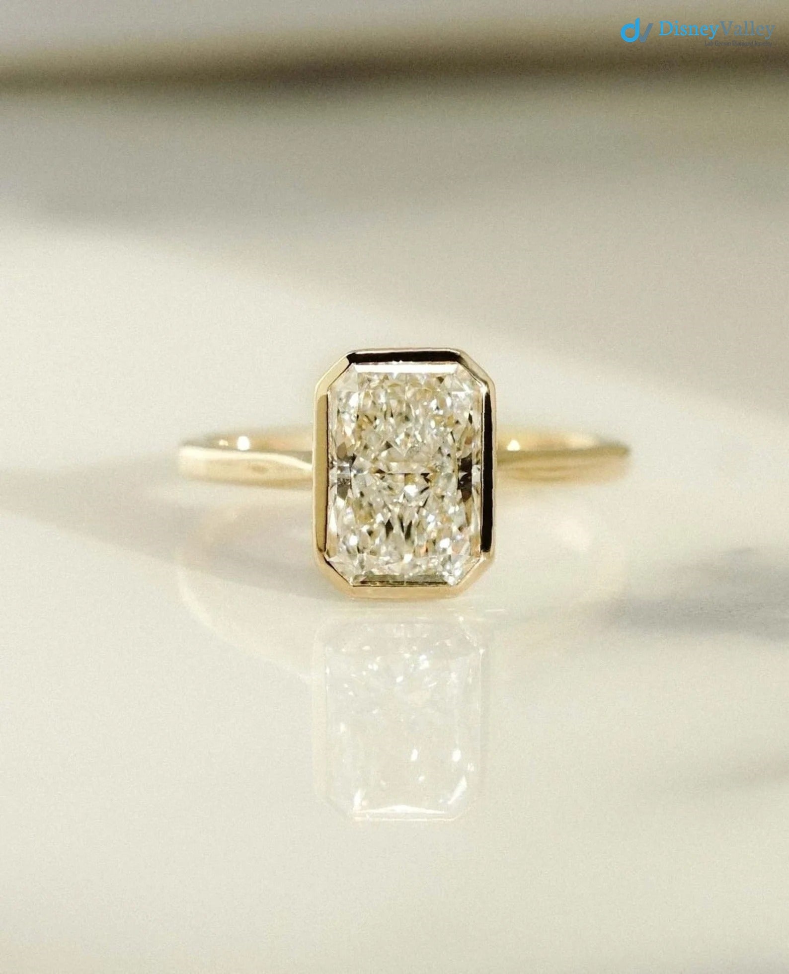 Radiant Cut Lab Grown Diamond Solitaire Engagement Ring - DisneyValley  Main image