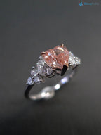 Pink Diamond Lab Grown Diamond Heart Shape Engagement Ring Jewelry Gifts Stackable Ring - DisneyValley 