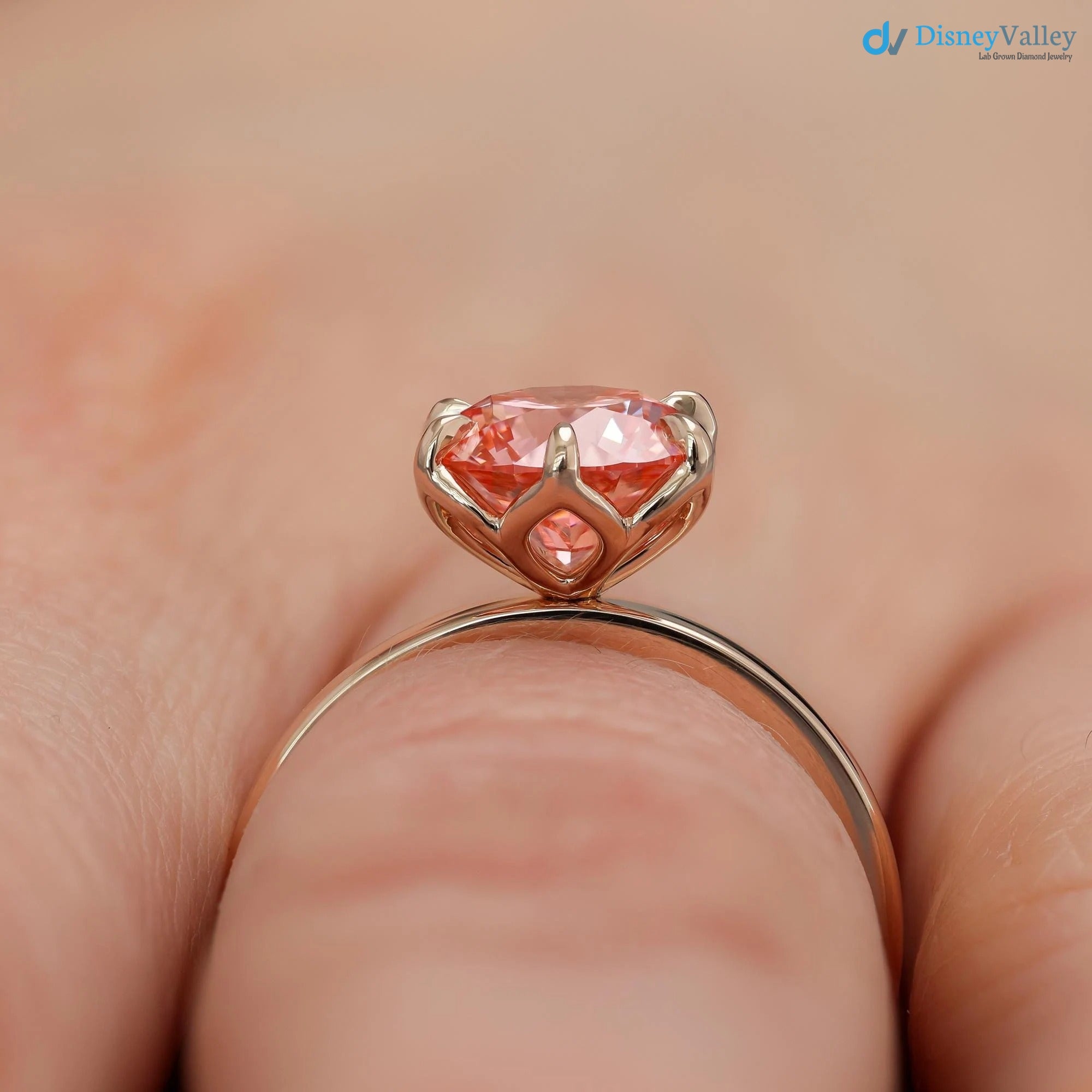 Lotus Petal Pink Diamond Padma by Sevgi Jewelry Claw Prong Setting - DisneyValley 