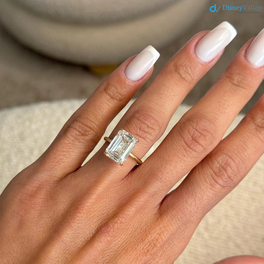 Dreamy 3.00 Carat D-VVS2 Emerald Cut Lab Grown Diamond Solitaire Ring - DisneyValley 