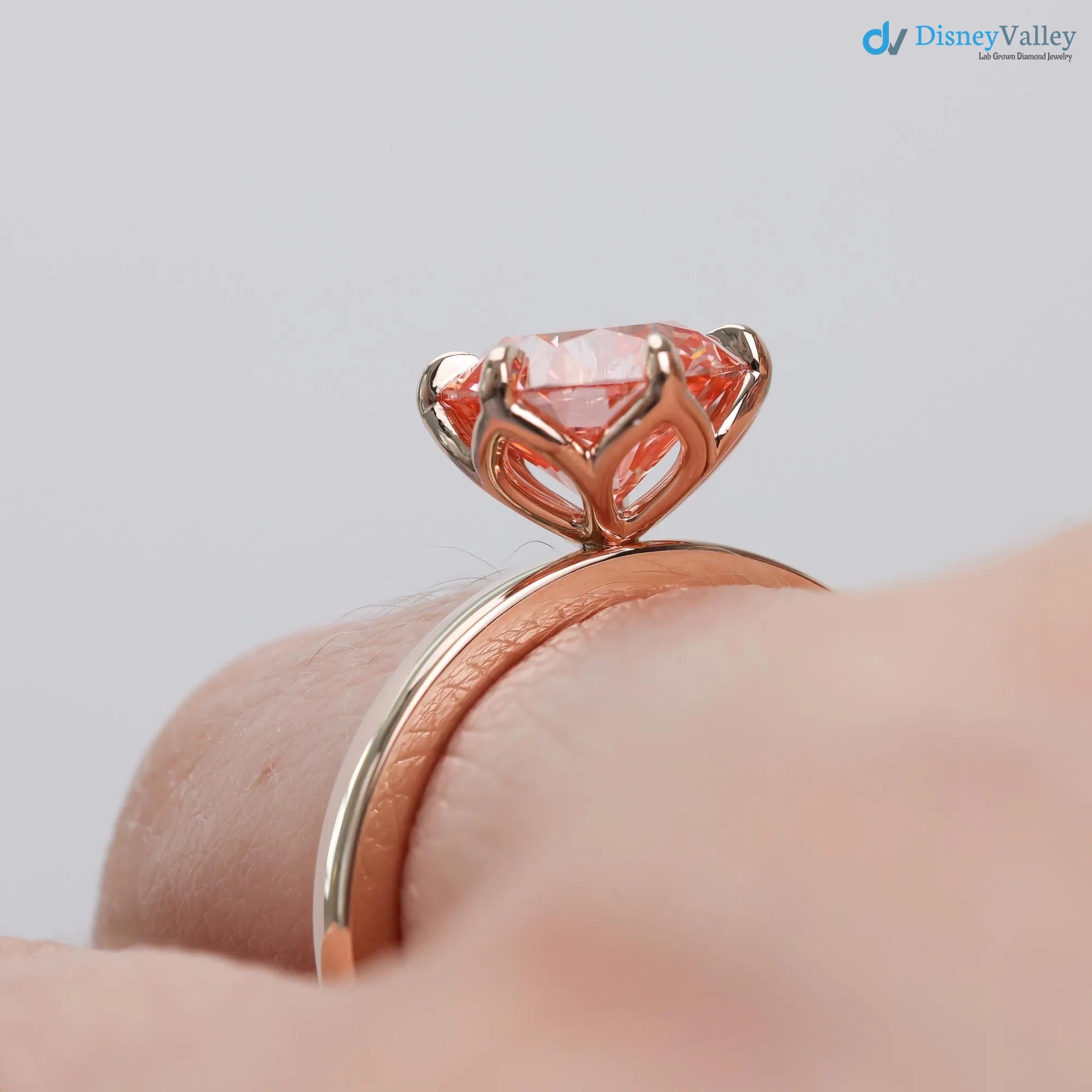 Lotus Petal Pink Diamond Padma by Sevgi Jewelry Claw Prong Setting - DisneyValley 