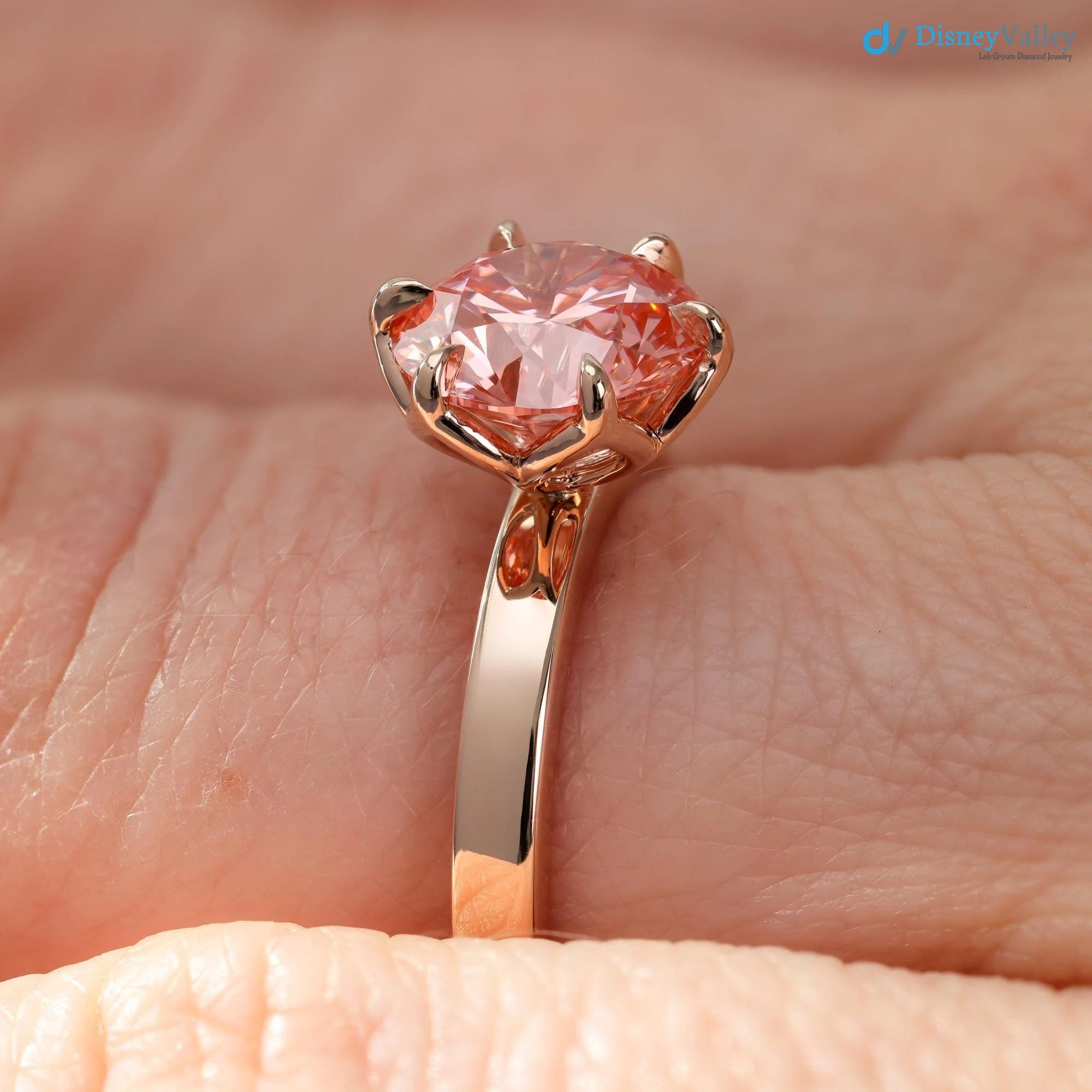 Lotus Petal Pink Diamond Padma by Sevgi Jewelry Claw Prong Setting Secondary image