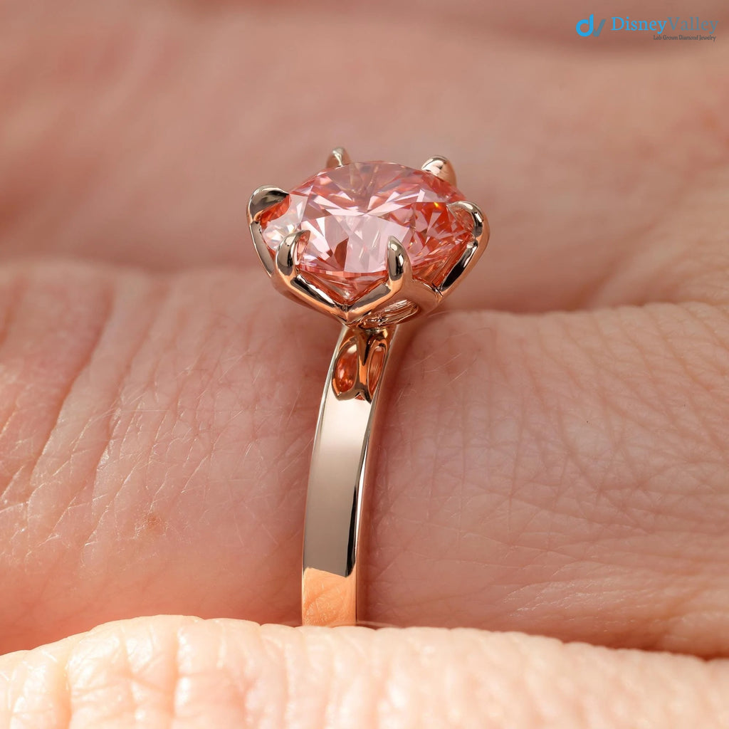Lotus Petal Pink Diamond Padma by Sevgi Jewelry Claw Prong Setting - DisneyValley 