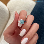 2 Carat Princess Cut Fancy Vivid Blue Lab Grown Diamond Engagement Ring - DisneyValley 