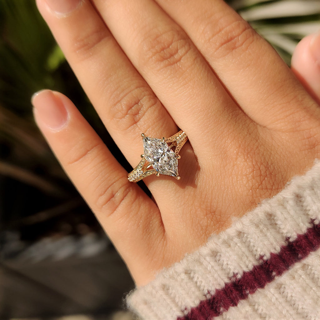 Art Deco Dutch Marquise Engagement Ring in Vintage Style