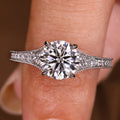 Round Diamond Engagement Ring with Round Diamonds Pave Setting
