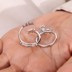 Nature Inspired Coffin Wedding Ring with Leaf Wrap Guard Band