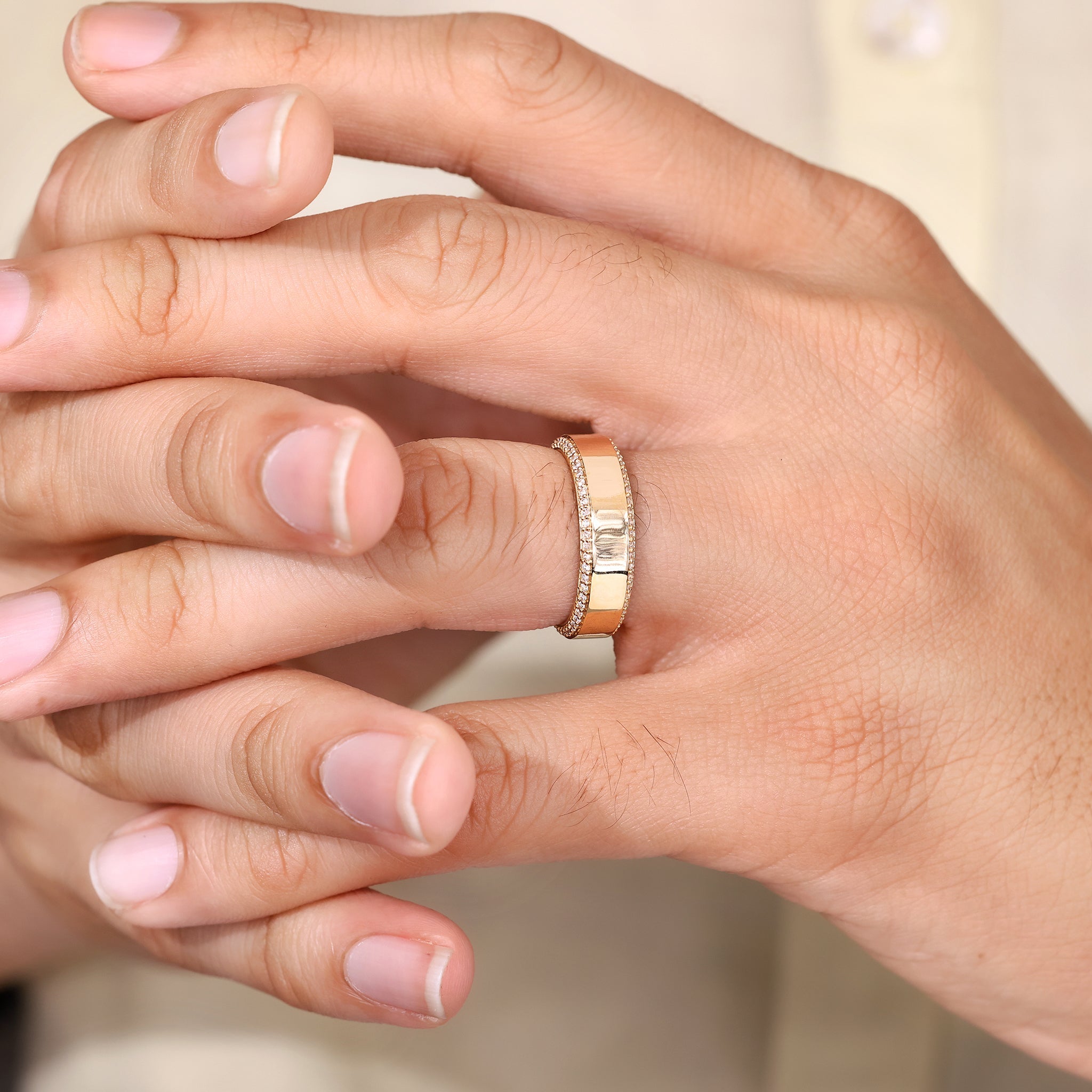 Men's Wedding Band in Round Cut Double Side Eternity style